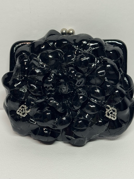 Roselie Stein Handbags - Brighton NEW Roselie Shine Kiss Lock Black Patent Leather Floral Clutch W/ Chain